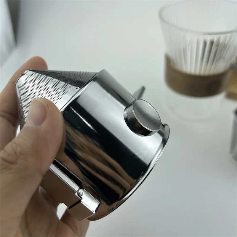 Pour Over Coffee Dripper Stainless Steel Coffee Filter Reusable Pour Over Cone Coffee Dripper with Removable Cup