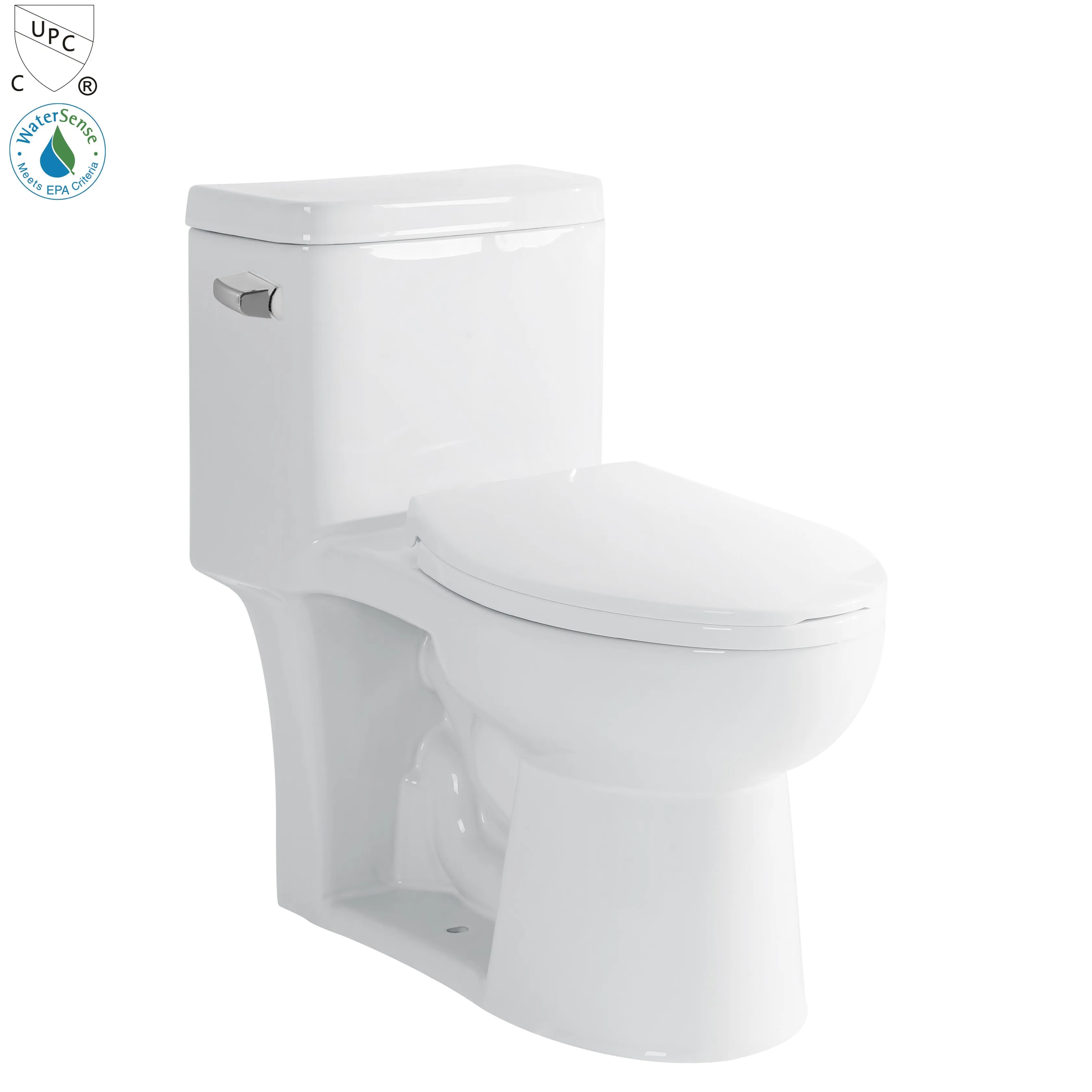 Low Price USA Standard Cupc Sanitary Ware Product Floor Mounted Inodoro Bathroom One Piece Toilet with Pedestal Basin Toilet Set