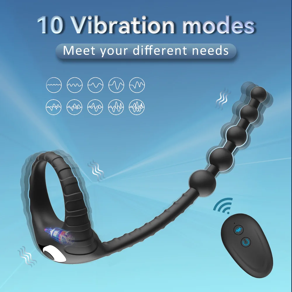 Masturbator Wireless Control Butt Plug Delay Ejaculation Lock Ring Male Prostate Massage Anal Beads Vibrator for Men
