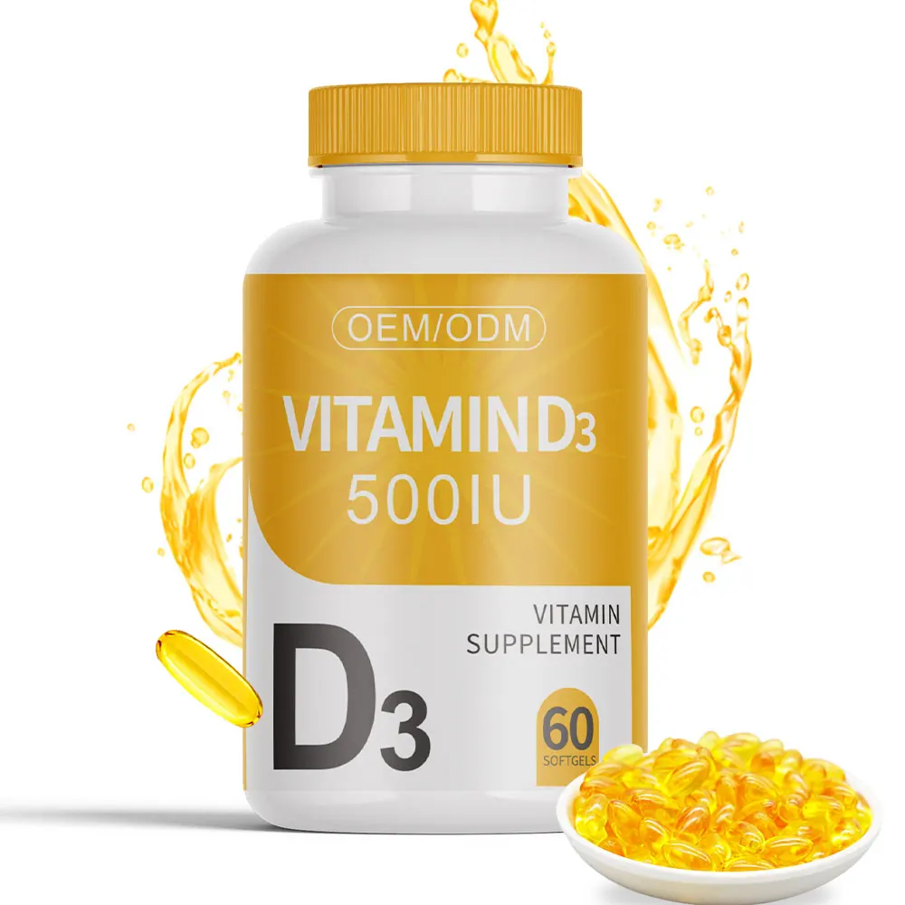 Hot Selling Premium Quality Vitamin D3 Softgel Bone and Teeth Support 500IU Vegan Soft Capsules Food Grade