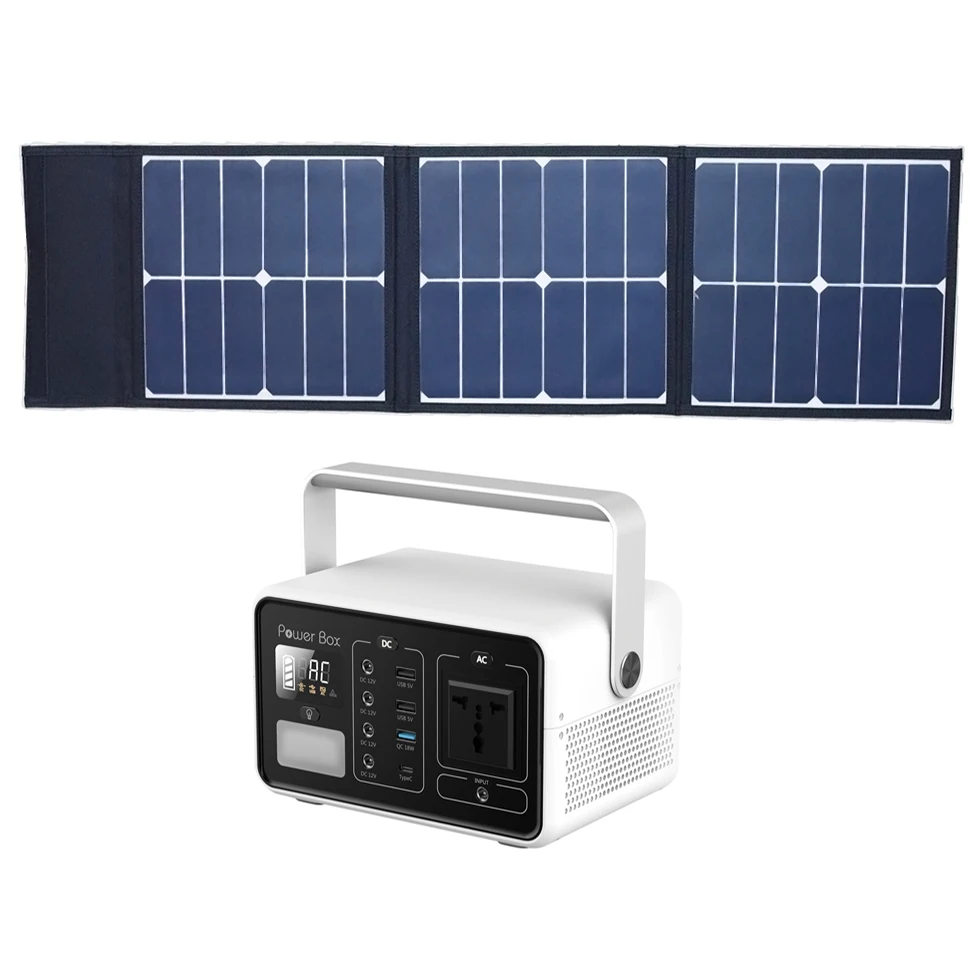 200W Portable Power Station  with 60W Folding Solar Panel Foldable Solar Panel Kit or Camping Solar Charging generator System