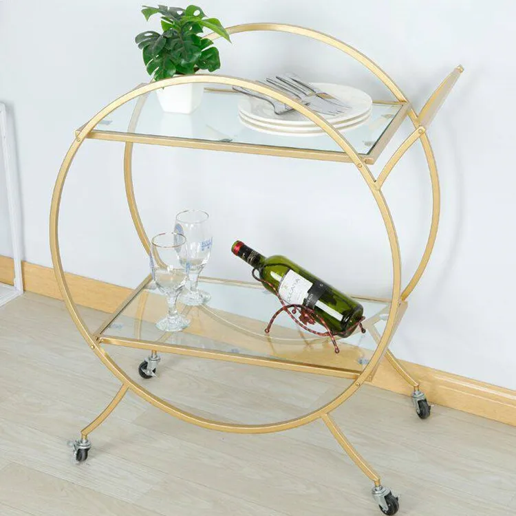 Best quality gold metal coffee cart trailers hotel furnitures cart coffee table hardware garden furniture
