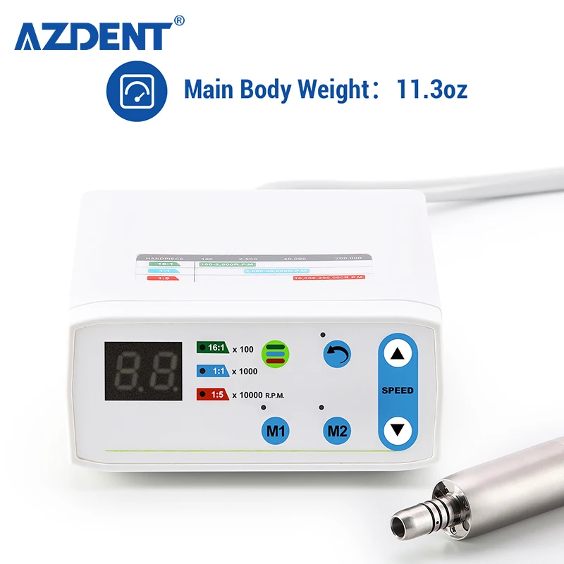 Azdent Portable dental brushless micromotor LED Lab electric motor for contra angle low speed handpiece