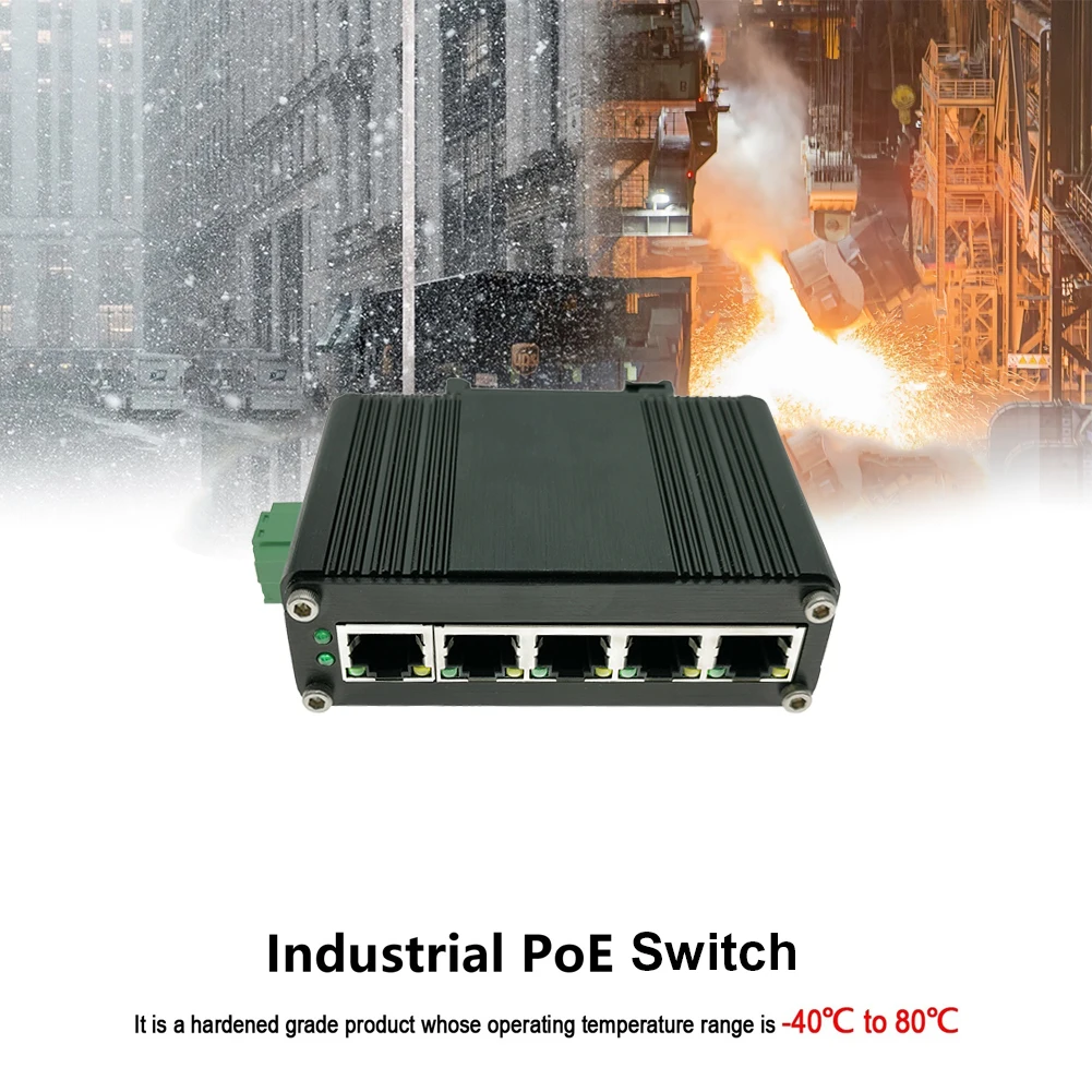 Промышленный мини-коммутатор с 4 портами 10 100 1000 м PoE + 1 порт Gigabit Ethernet поддержка установки
