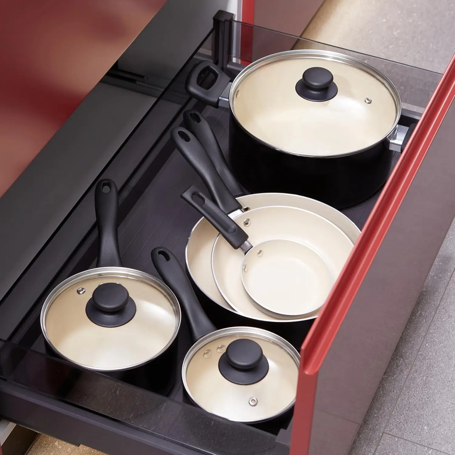 New products 10 pieces pot set black granite cookware set ceramic non stick coating sauce pan stock pot frying pan wholesale OEM