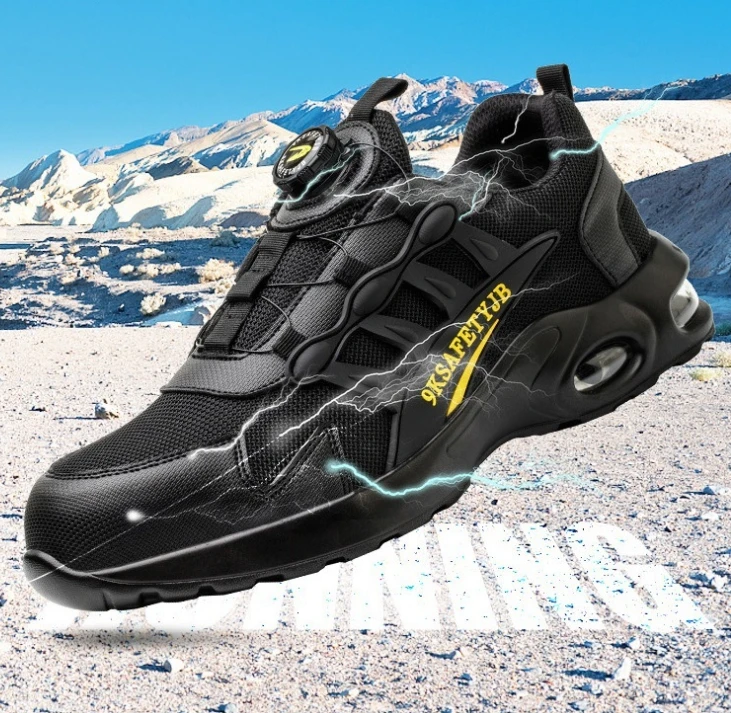 Walk freely Comfortable Hot Sale Fabric Style Sports Safety Shoes Light Weight Button work shoes Steel Toe Hiking Sneakers