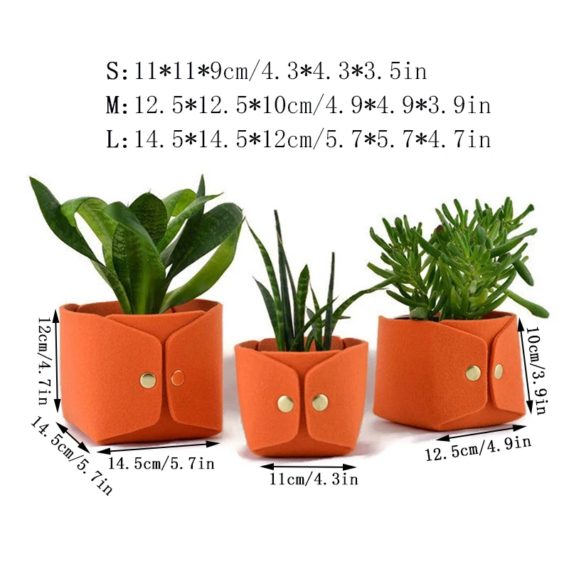 Small Succulent Planter Pot Felt Plant Container Gift for Mom Sister Aunt Best for Home Office Desk Decoration