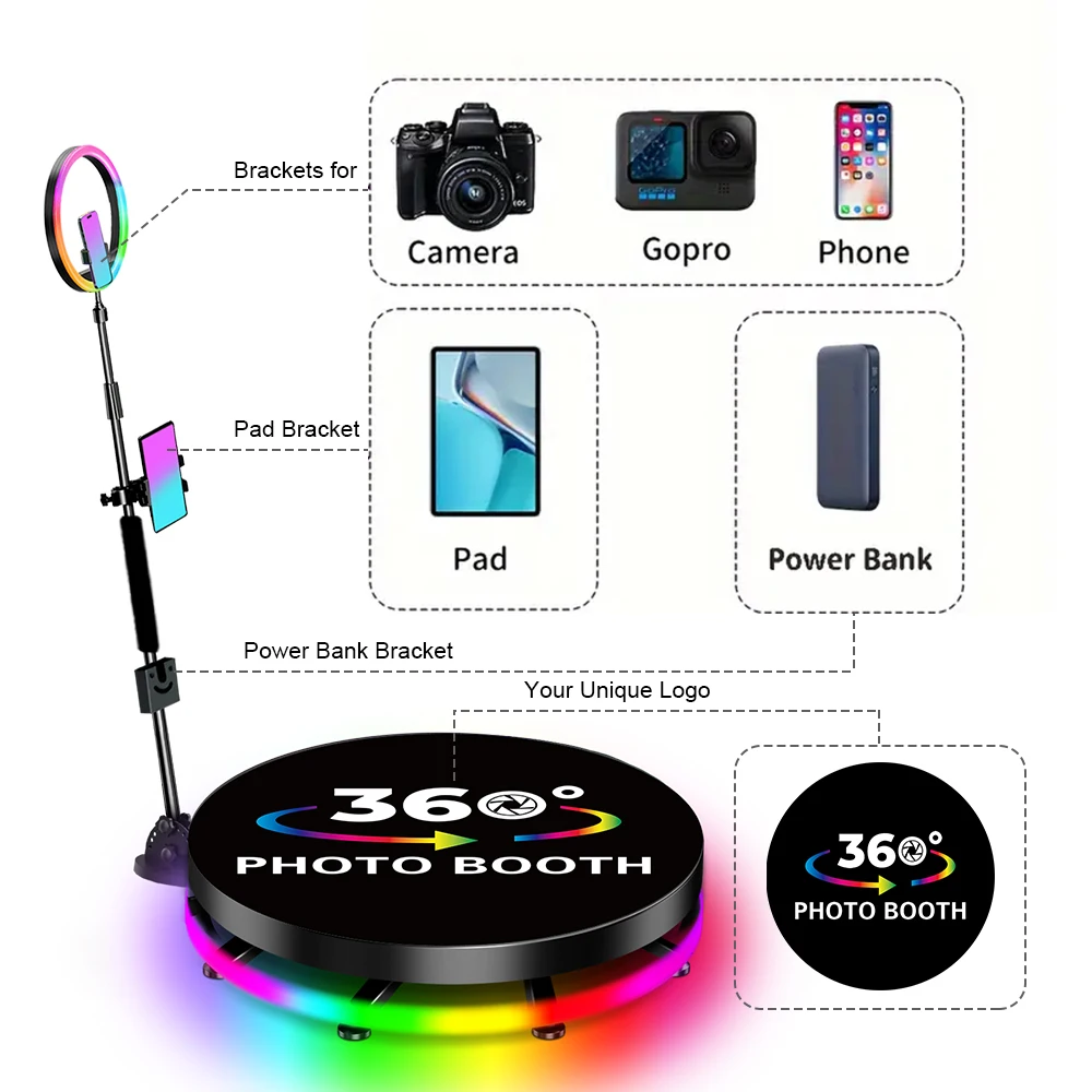 Fast Delivery 360 Photo Booth Machine App Remote Control 360 Video Booth Angle Adjustable Photobooth 360 For Party Events