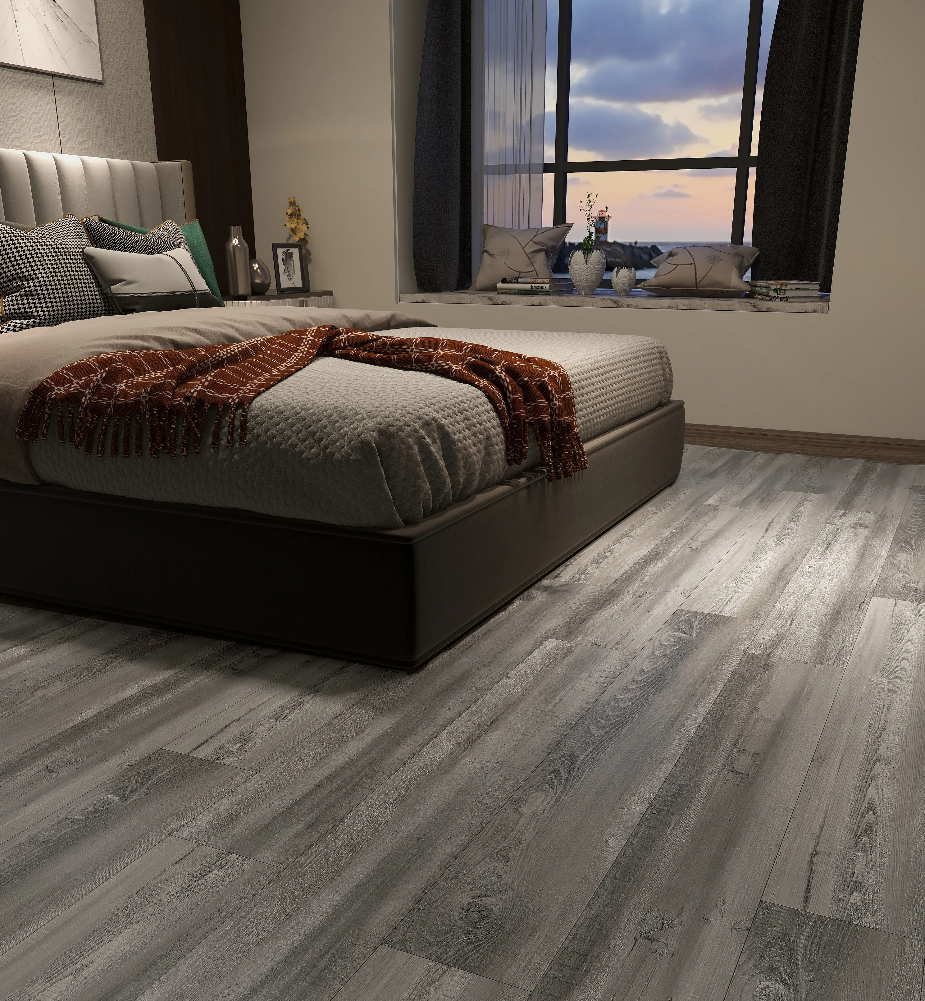 Protex Flooring for Sale Plastic Tiles Carpet/stone/wooden Looking Spc Vinyl Pvc Modern Indoor Wood Embossed Click Lock System