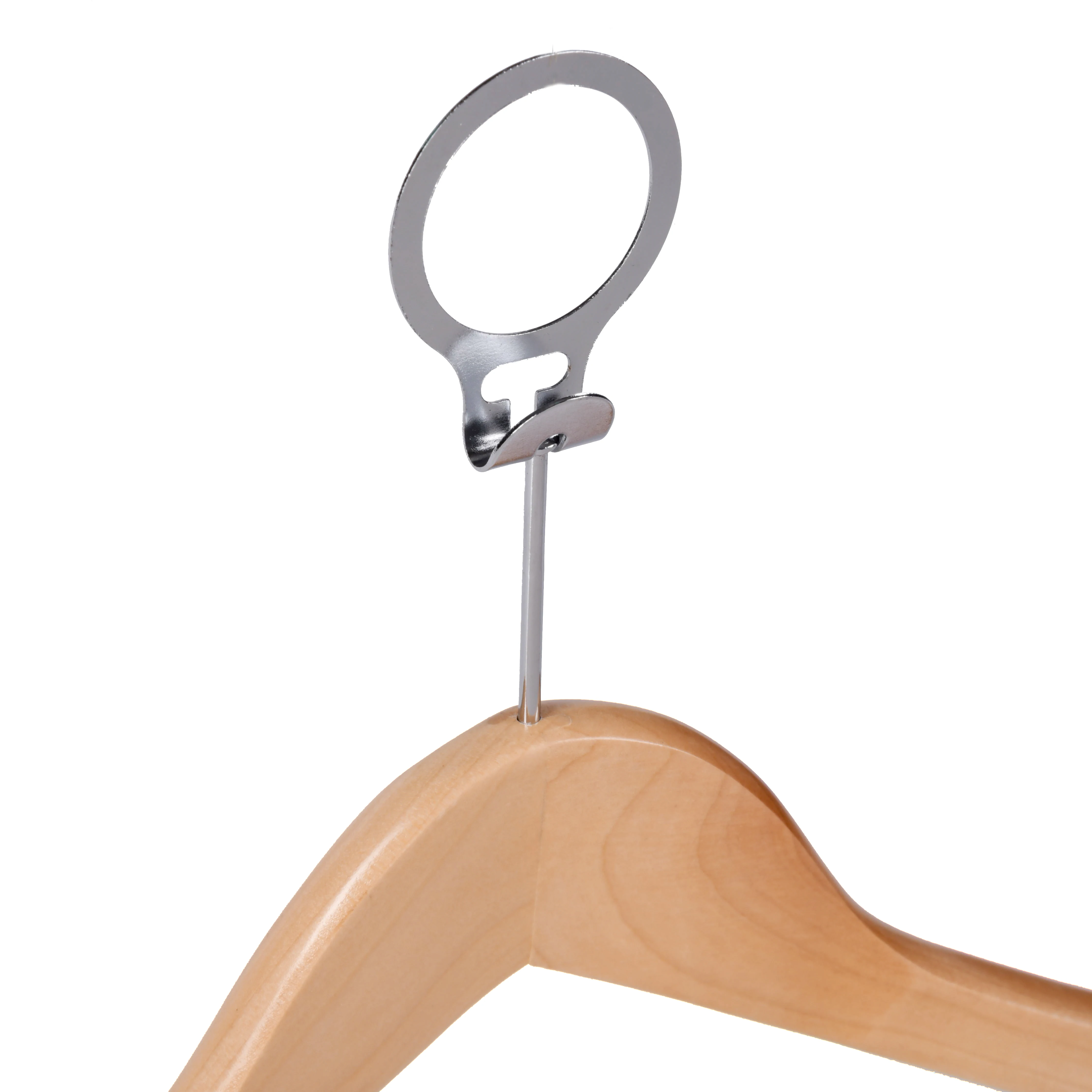 Cheap Anti-thief Natural Wooden Hotel Hangers with Ring