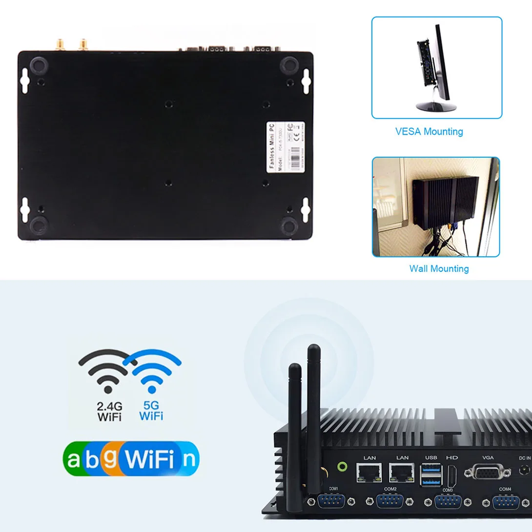 Mini Fanless Pc Desktop Pentium I3 I5 I7 Wifi 4K Hd Htpc Gamming Computer
