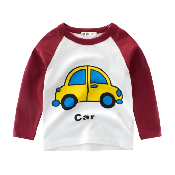
YY10028B 2021 Spring and Summer New Arrival boys long sleeve round neck for Children kids print t-shirt 