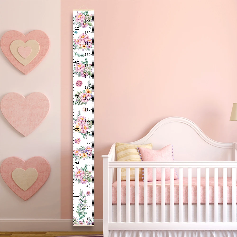 Kids Height Ruler Growth Chart Room Home Decoration Hanging Baby Child Wood Height Ruler Growth Size Chart Measure Wall Sticker