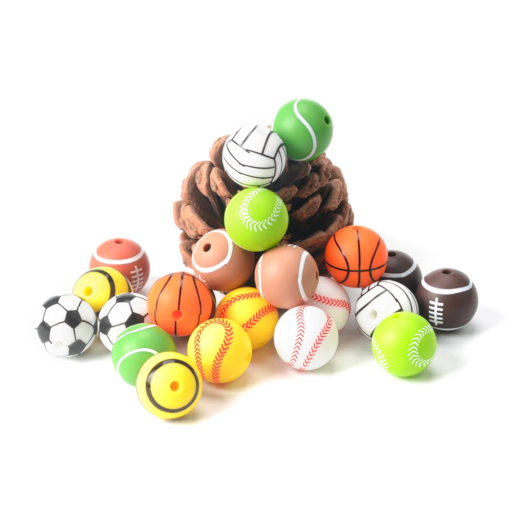 Wholesale BPA Free Custom Silicone Beads Soft Food Grade Silicone Baby Teething luminous Beads Glow in the Dark DIY Keychains