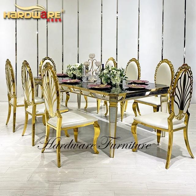 High back metal frame dining gold luxury stainless steel wedding chairs