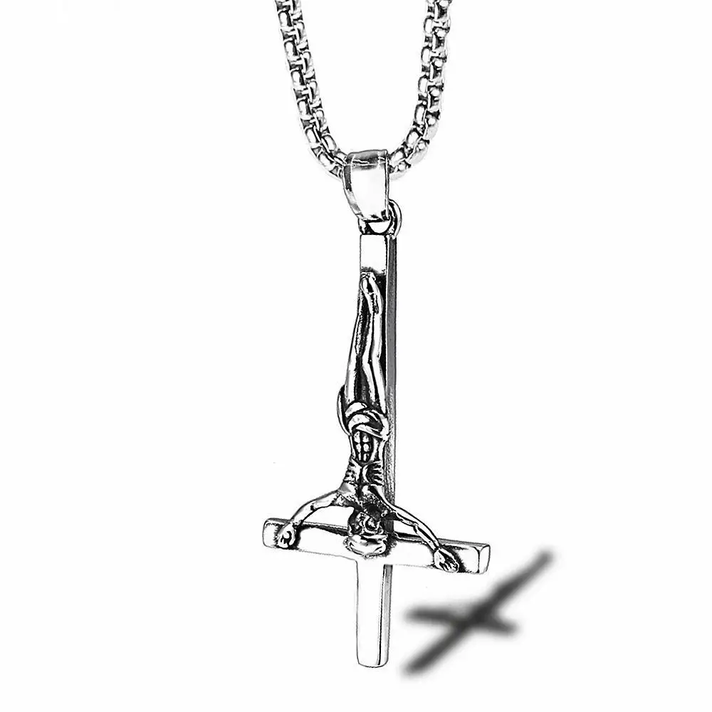 DAICY new fashion men 18k gold stainless steel inverted jesus cross pendant