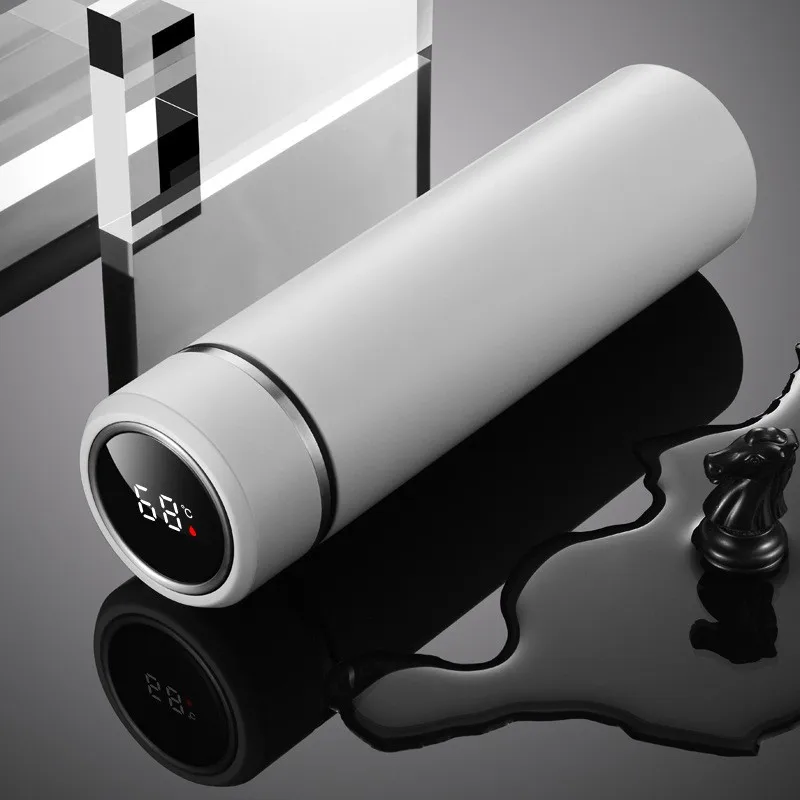 Custom logo 500ml Smart Water Cup vacuum Stainless Steel Bottle with Digital LED Temperature Display water bottles With lid