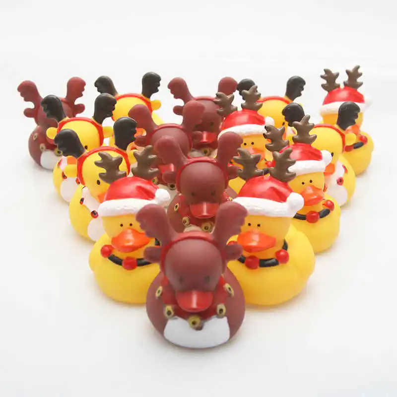 Customized Christmas Ducks  kids Bath Toys Squeaky Ducky Baby Toys Cute Rubber Duck Children Water Playing Toy Xmas Decor