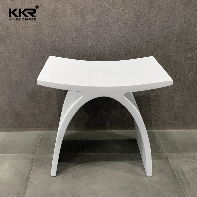 2022 Top Sale Solid Surface Resin Stool Bathroom Chair Stone Bathroom Stool Shower Resin Stool