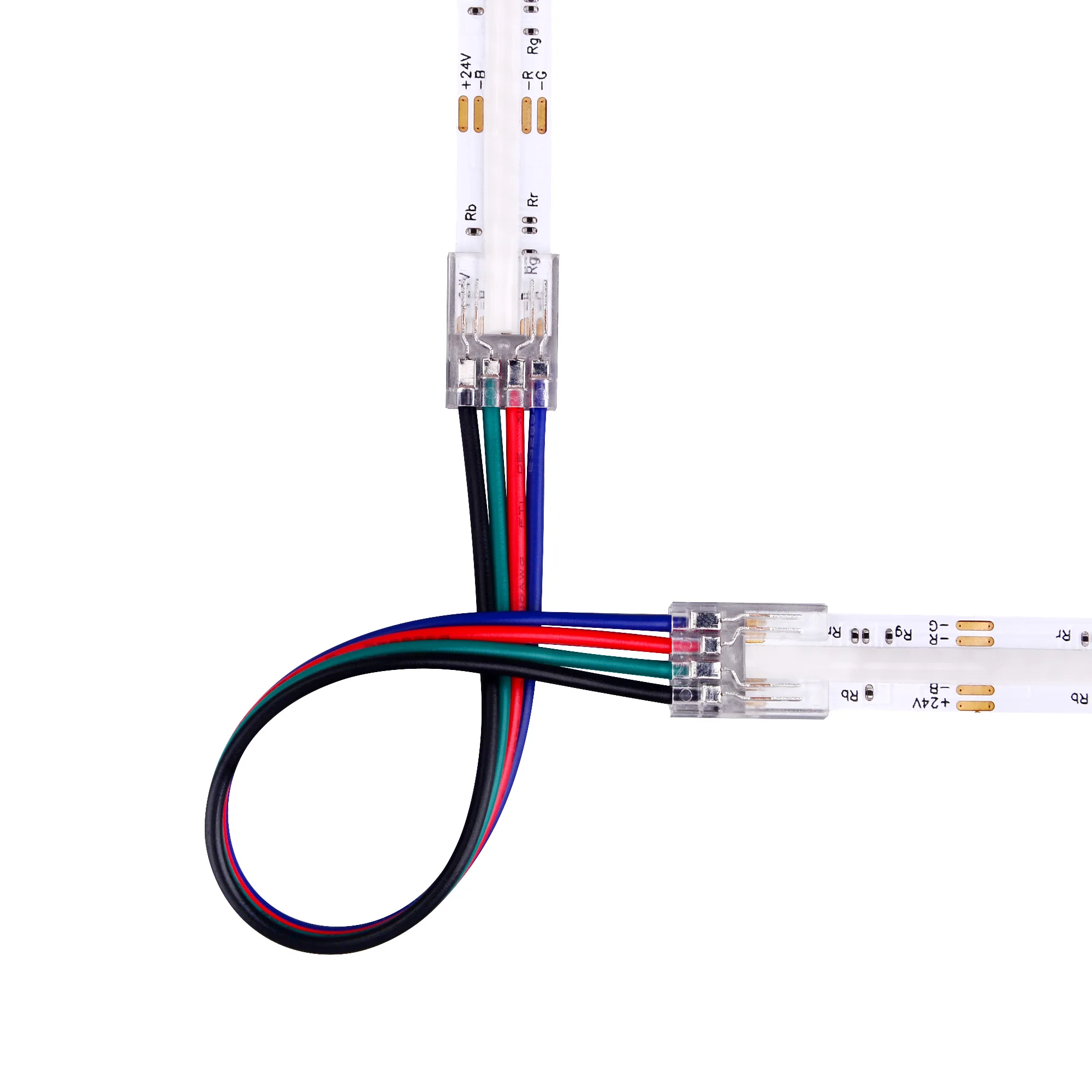 H-A2T-4P 10mm 12mm 4 pin 2 heads wire solderless qijie cob led strip connector for RGB