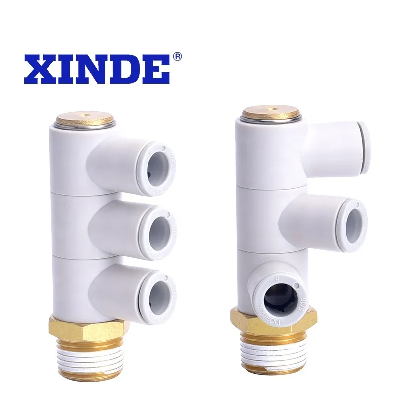 SMC type Pneumatic Pipe Fitting Triple Universal Male Elbow Tube Connector KQ2VT 04-01S