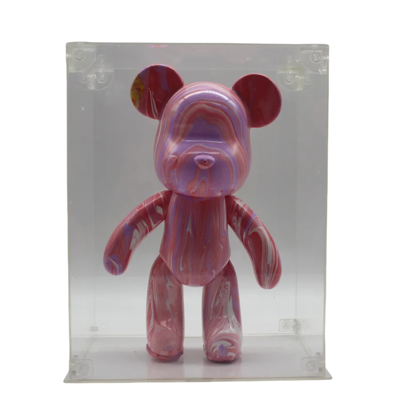 Wholesale Professional Non-Toxic High Gloss Pouring Paint 23cm Fluid Bear In Acrylic Display Box For Home Decoration