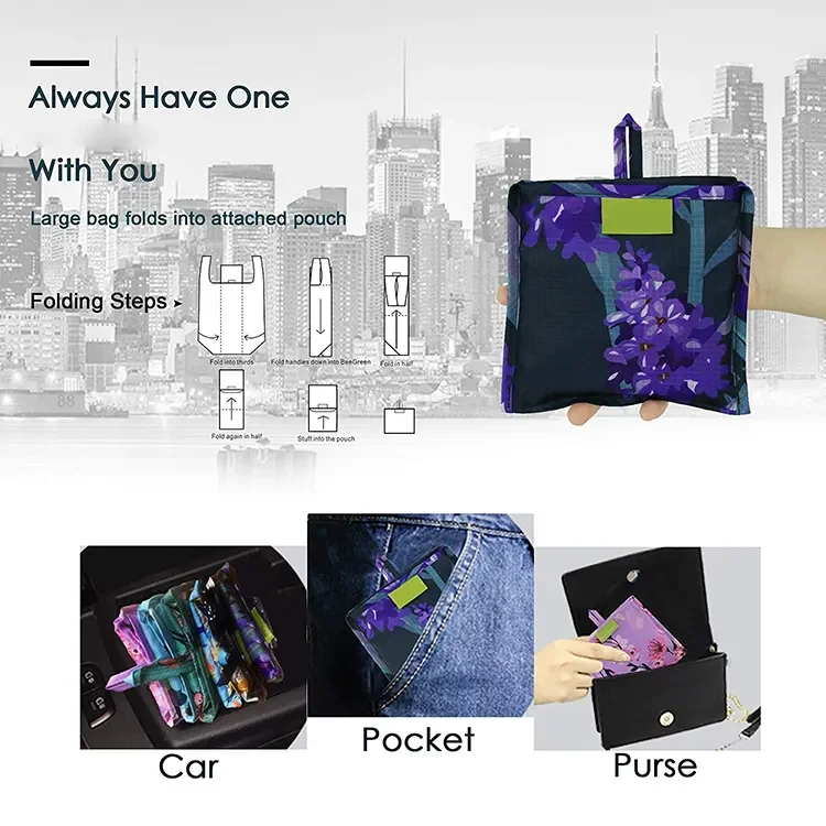Extra Large Capacity Polyester Shopping Bag Eco-friendly Grocery Bags Washable Foldable Polyester Shopping Bag