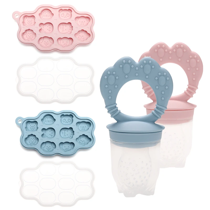 Existing Goods 2 Pack Baby Breast Milk Popsicle Molds & Fruit Feeder Baby Food Freezer Tray Storage Containers And Pacifier Set