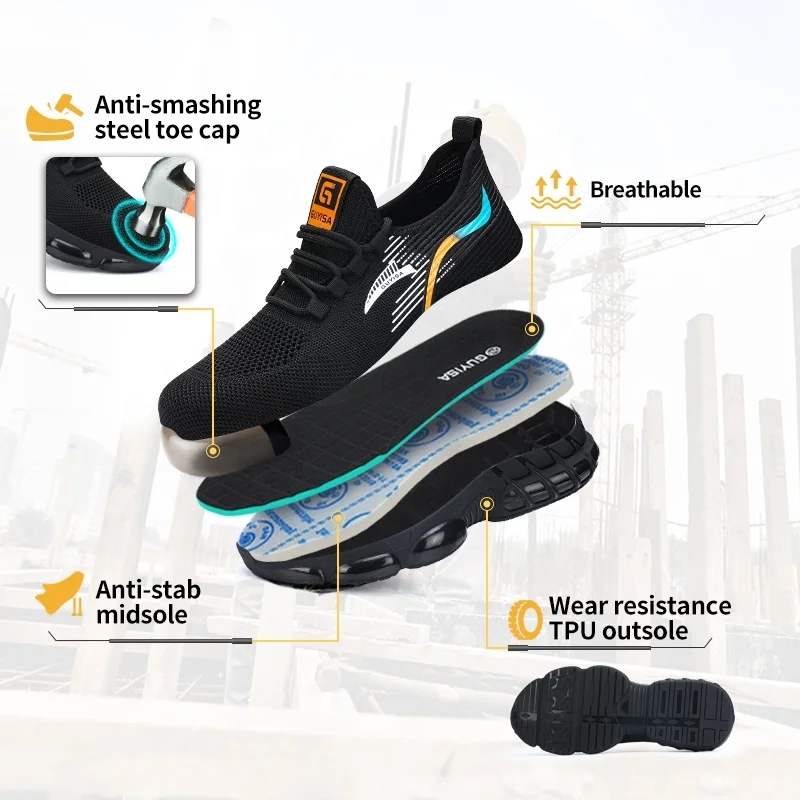 GUYISA New safety shoes lightweight TPU sole European standard steel toe safety shoes
