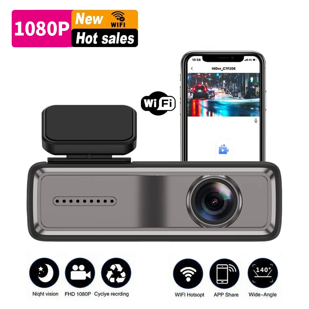 Hot Selling HD WiFi 1.47 Monitor Hidden Car Dash Cam Dvr with 1080P Rear Camera Night Vision Dual Lens Dashcam Car DVR