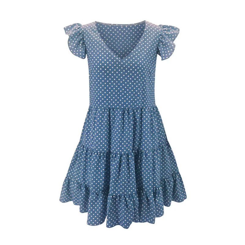 Summer Dress 2024 Women Ruffle Spring Street Sexy Casual Slim Thin Beach Party O Neck Mini Polka Dot Dress Vestidos De Fiesta