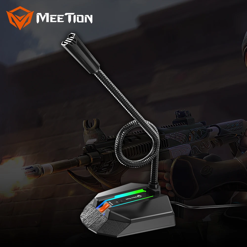 MeeTion MC15 Gaming USB Pre RGB Gaming Conference Microphone Desktop Rohs Best Seller With Stand For Conference