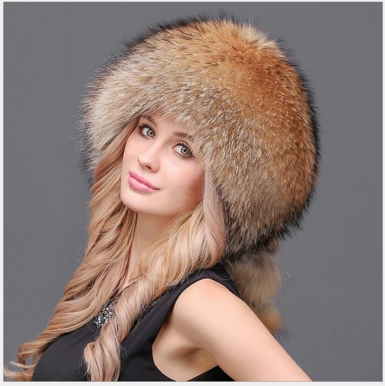 Hand Made Natural Raccoon Snow Warm Russian ushanka Fur Soviet Coyote Hat for Women Girl