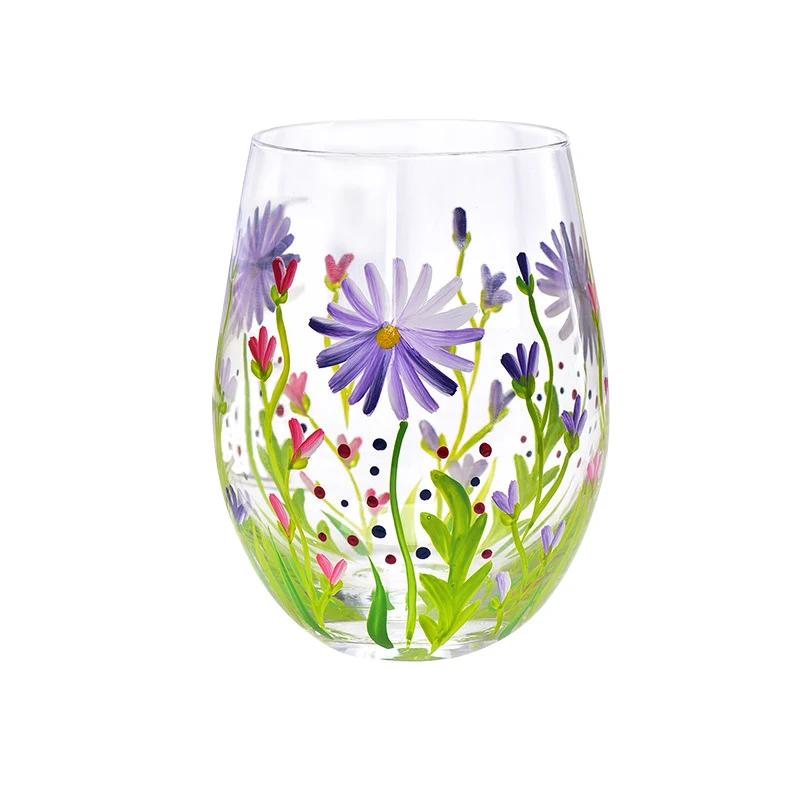 Painted wine glasses Glass crystal goblet glass round bottle wine glass for party or wedding