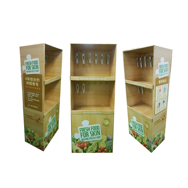 Custom Retail Hanging Floor Hook Display Rack Cardboard Display Stand With Peg Hook