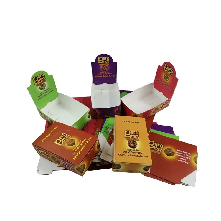 Retail Printed snack chocolate Protein Bar packaging counter display box Gummy Paper Box