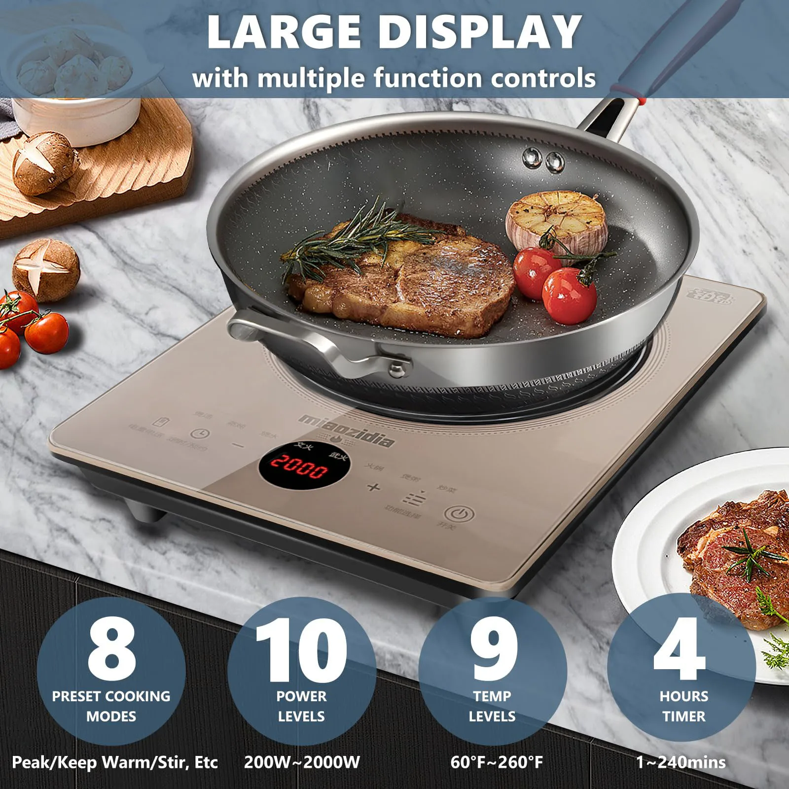 Customized high-end110v 220v 2200w Household Smart Touch Control Multifunction Single Electric Stove Induction Cooker