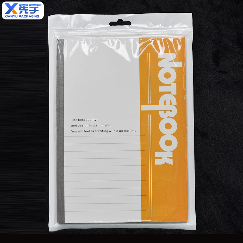 White transparent self sealing zipper plastic bag polyester film storage bag with holes suitable for mobile phone USB data cable