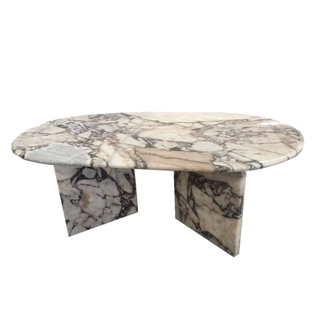 Chinese Elephant White Marble Living Room Coffee Table With Solid Base Tea Table