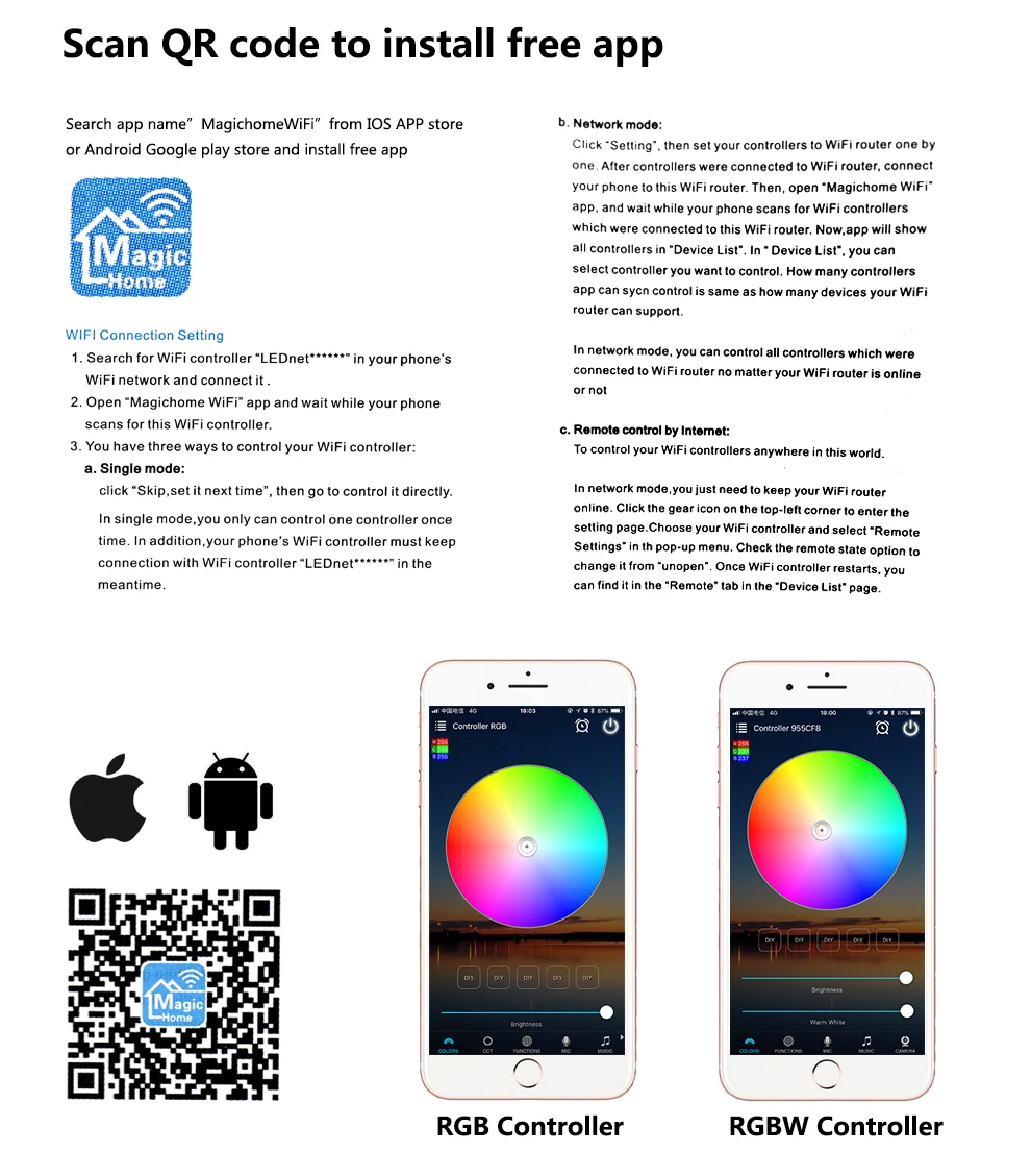 Hot sell IR remote smart WiFi APP google assistant Amazon Alexa sound sync music control RGB led controller