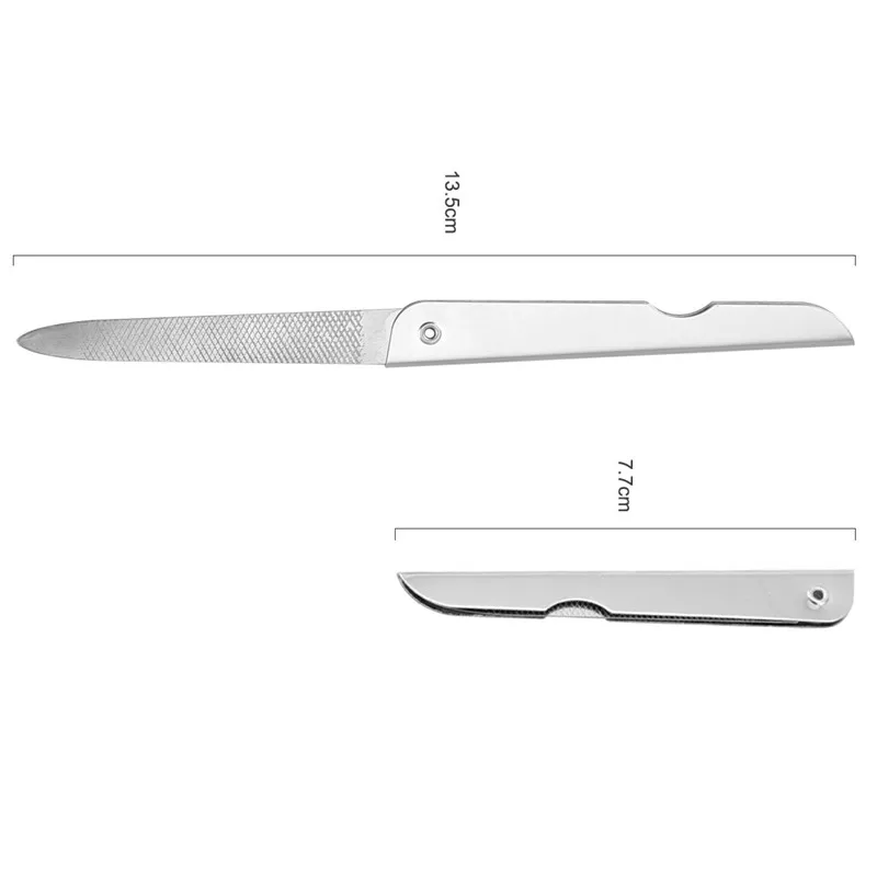 Wholesale metal crafts nail file Metal Color Double sided Stainless steel 7.7cm Portable folding nail file manicure tool