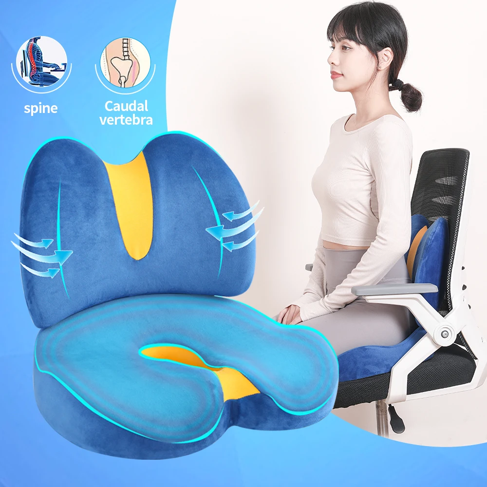 orthopedic Ergonomic Design Pain Relief Office chair Cotton Anti Slip Memory Foam lumbar pillows seat cushions