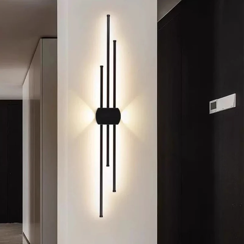 Modern Minimalist Copper Wall Lamp for Interior Living Room and Bedroom Corridor LED Decorative Long Strip