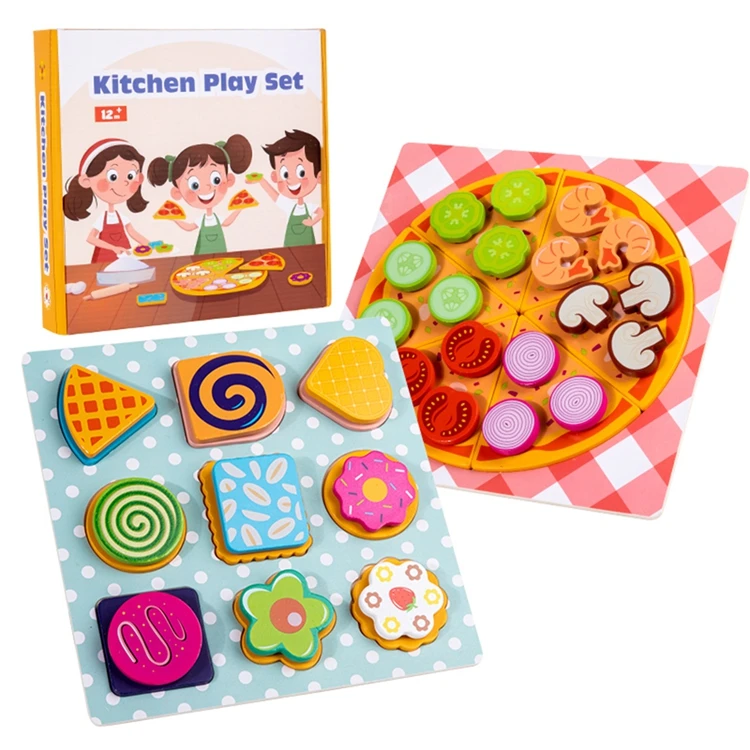 Pretend Play Kitchen Accessories early educational wooden kids cooking pizza toy game