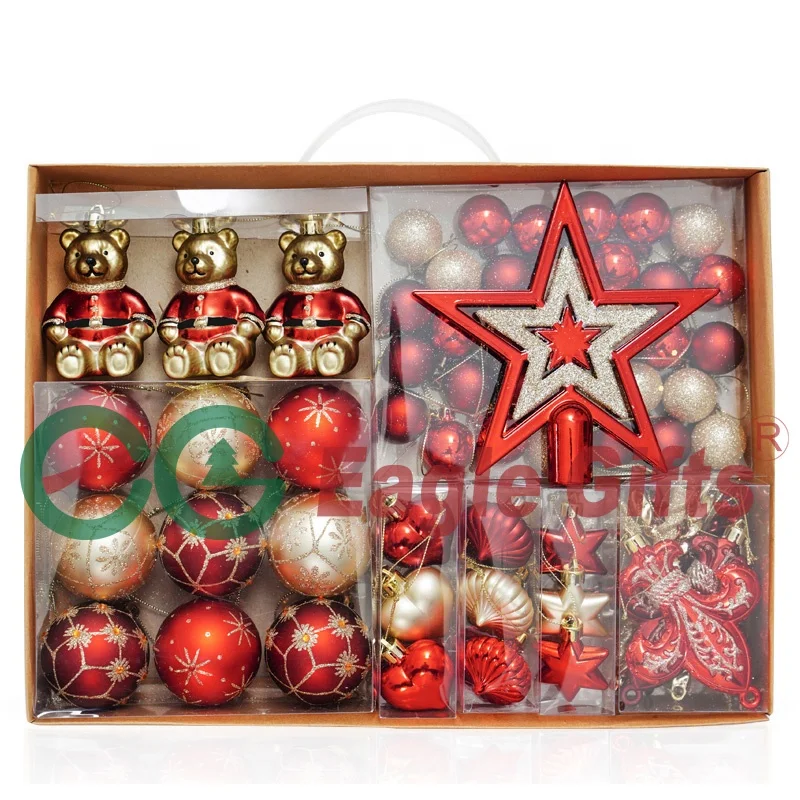 EAGLEGIFTS Заводские украшения из красного золота для рождественской елки подвесные пластиковые шары рождественские