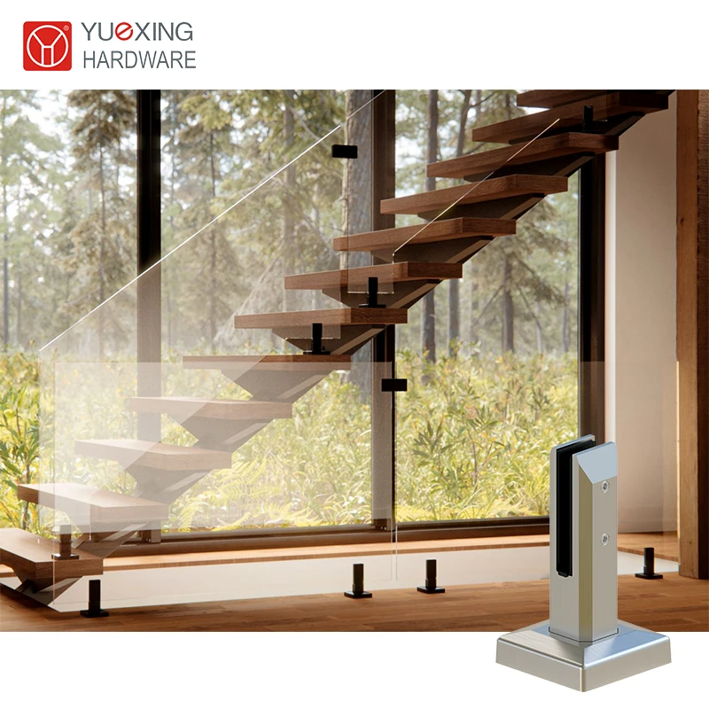 Safety Detached villa Outdoor staircase Frameless glass railing With LED lighting  Strong practicality Spigot railing