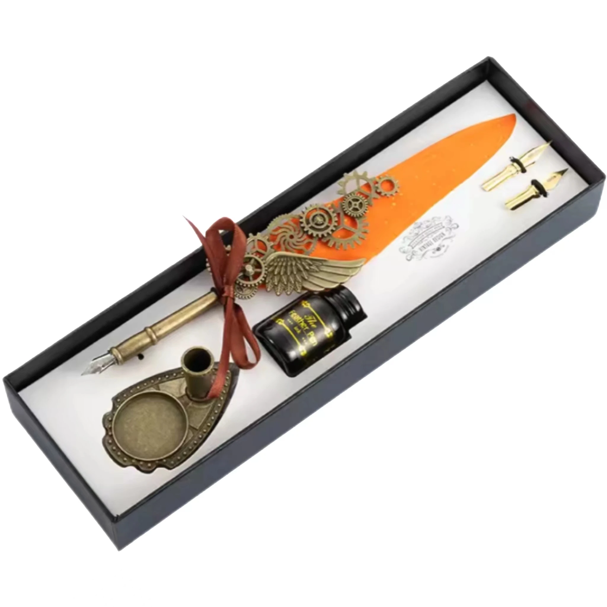 European Style Retro Dip Pen British Student Dip Metal Fountain Pen Birthday Gift set Mechanical feather pen