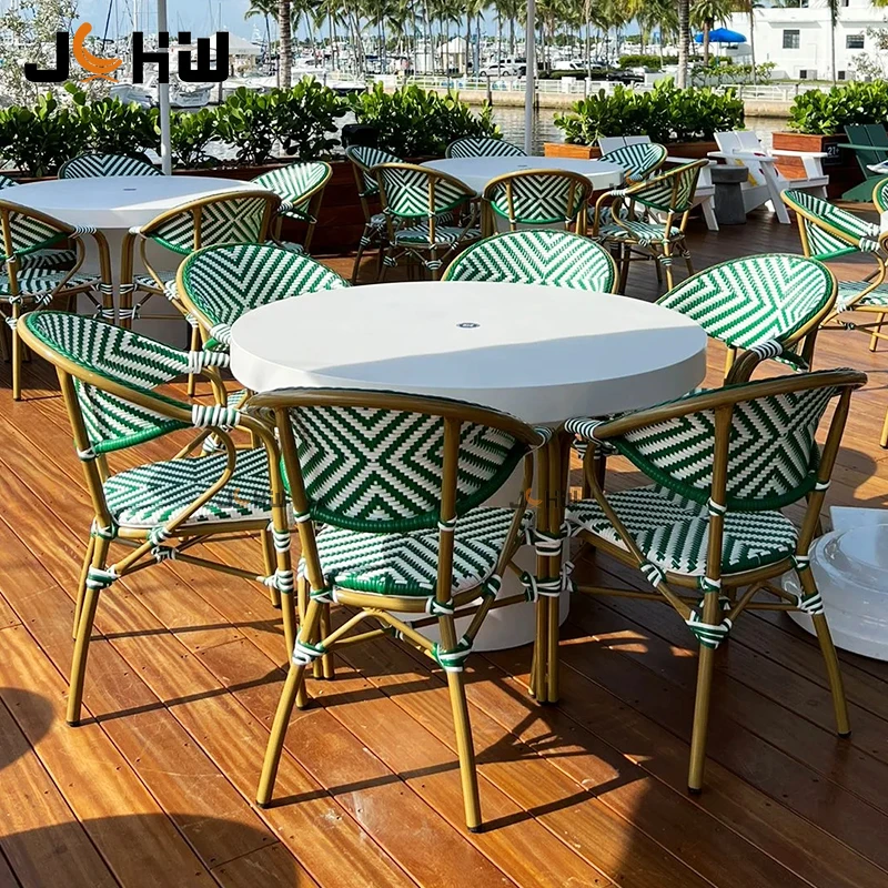 Hot Sales French Stacked Rattan Chairs Outdoor Garden Bistro Restaurant Dining Chair Manufacturer