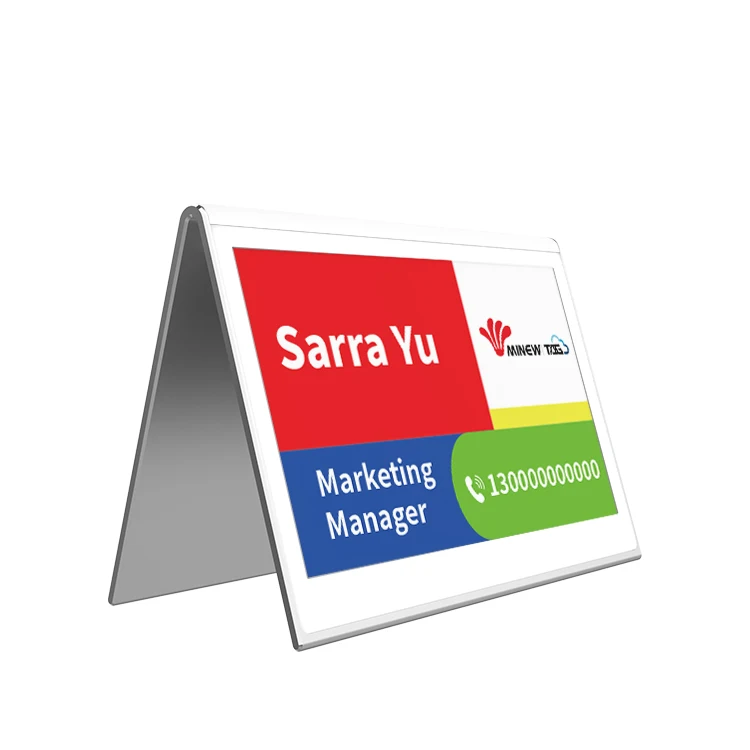 Dual screen 7.5 inch electronic signs oem digital signage panel e ink tablet sign display for  Conference electronic name tags