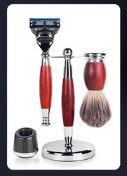 Kungfu shaving set metal handle 5 blades safety razor with brush shaving kit shaving mens razor